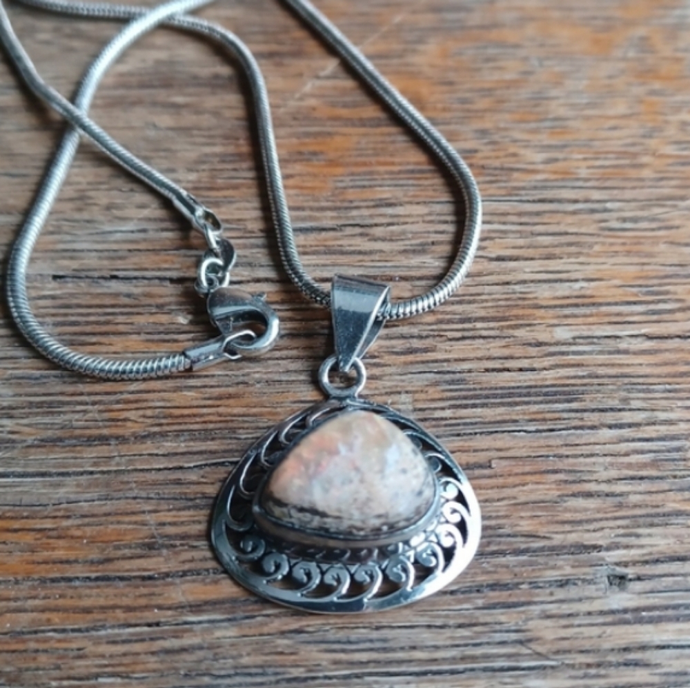 Mexican Fire Opal and silver chain